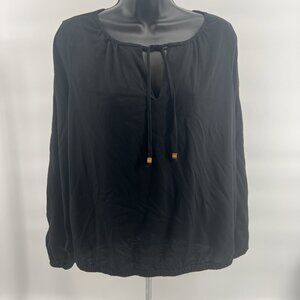 Michael Kors Detail Tie Neck Blouse Long Sleeve Color Black Size Large L EUC